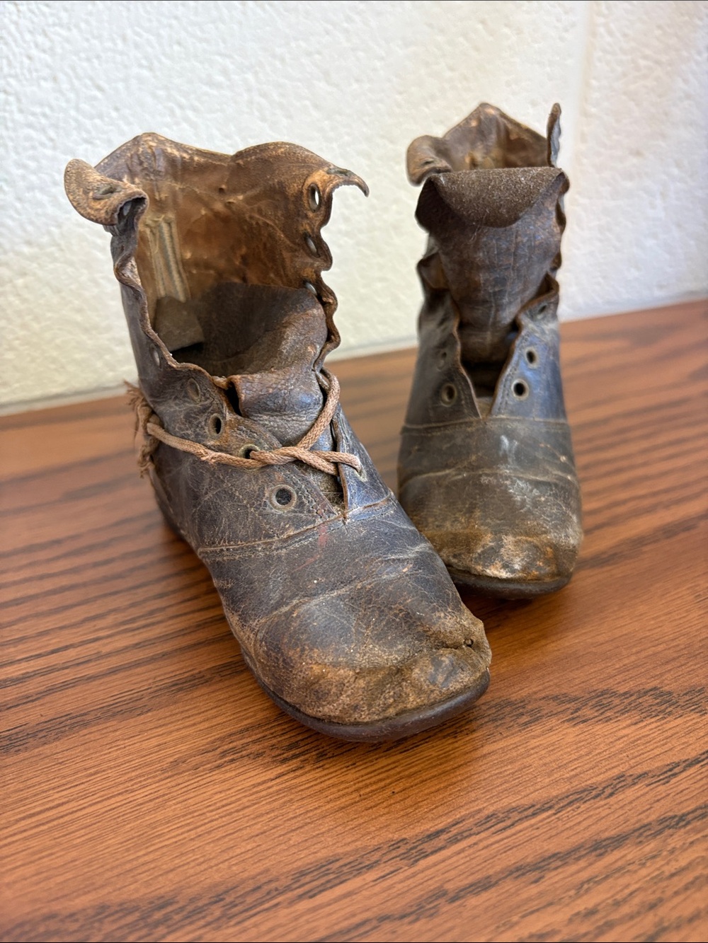 Antique Victorian Leather Child Boots High Top Well Worn Primitive